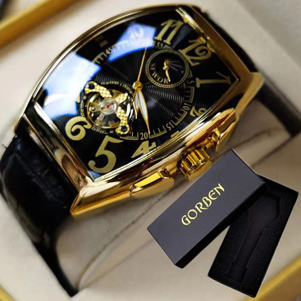 Luxury Mens Automatic Mechanical Watches Tourbillon Skeleton Wrist Clock Male Luminous