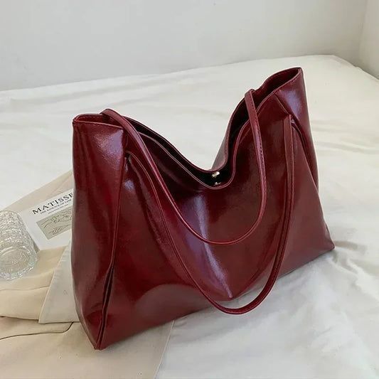 Women Tote Bag Fashion Soft Pu Leather Shoulder Bag Retro Crossbody Bag
