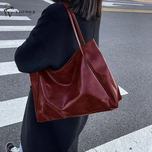 Women Tote Bag Fashion Soft Pu Leather Shoulder Bag Retro Crossbody Bag