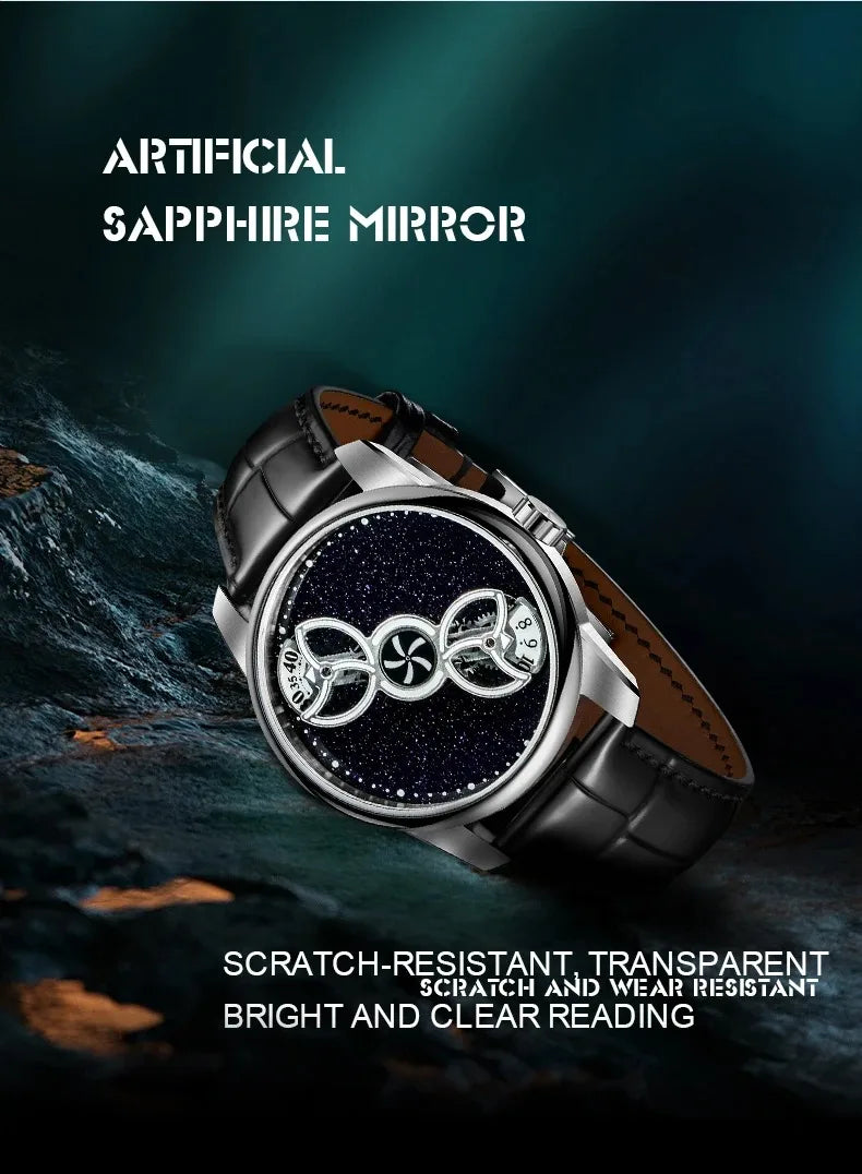 OBLVLO Men Automatic Watch 41MM Luxury Mechanical Wristwatch Luminous Waterproof Sapphire Rotatable Small Disks