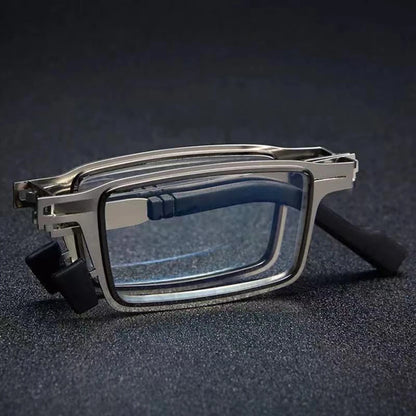 Anti Blue Light Reading Glasses For Women Men Metal Foldable Presbyopia Spectacles Polygon Frame Eyeglasses W/ Case +1.0 - +4.0