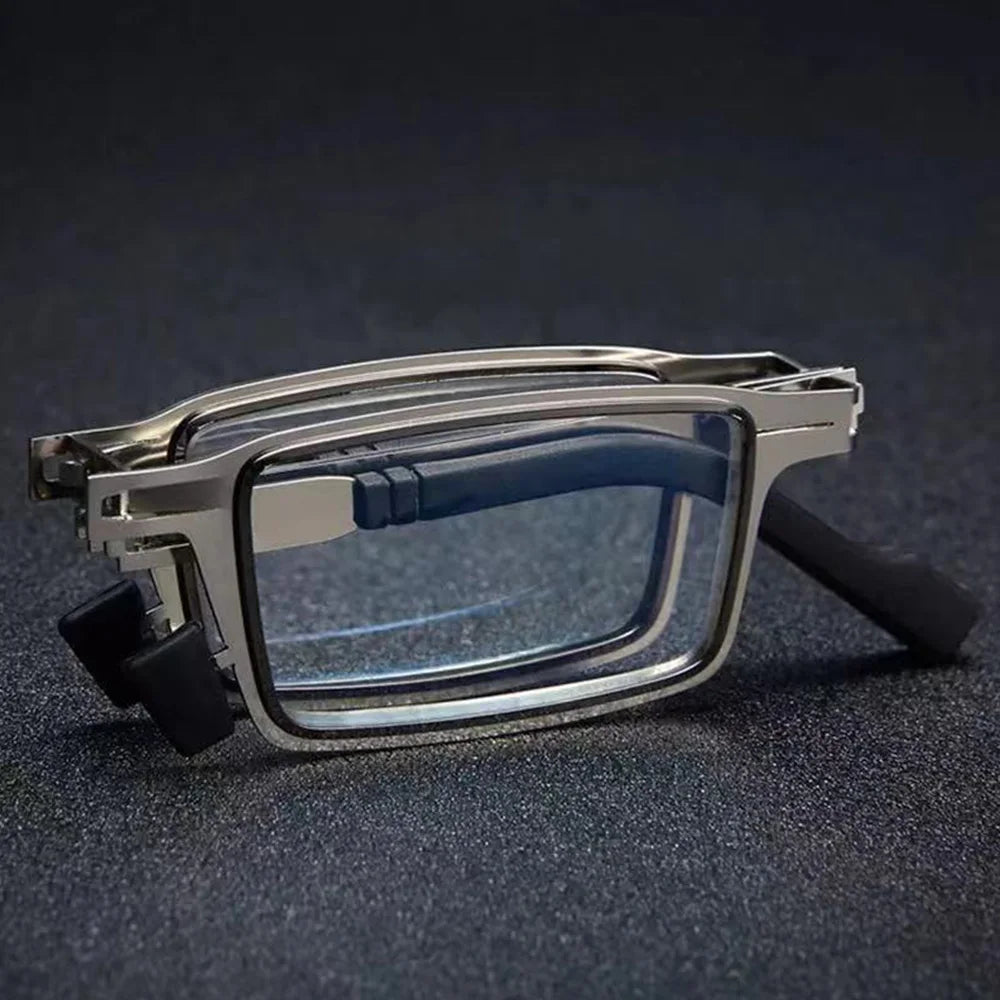 Anti Blue Light Reading Glasses For Women Men Metal Foldable Presbyopia Spectacles Polygon Frame Eyeglasses W/ Case +1.0 - +4.0