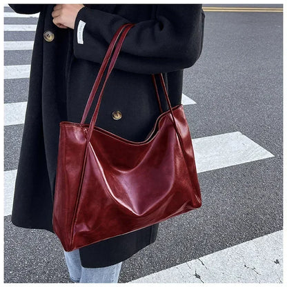 Women Tote Bag Fashion Soft Pu Leather Shoulder Bag Retro Crossbody Bag