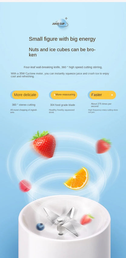 Portable Blender USB Rechargeable Mini Juicer Blender Personal Size Kitchen blenders for Juices Shakes and Smoothies