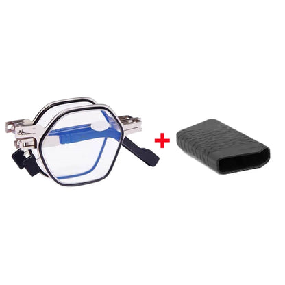 Anti Blue Light Reading Glasses For Women Men Metal Foldable Presbyopia Spectacles Polygon Frame Eyeglasses W/ Case +1.0 - +4.0