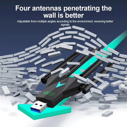 1300Mbps Wireless Network Card USB 3.0 WiFi USB Adapter Dual Band 2.4G/5Ghz Wi-Fi Dongle 4 Antenna Wireless Receiver For PC