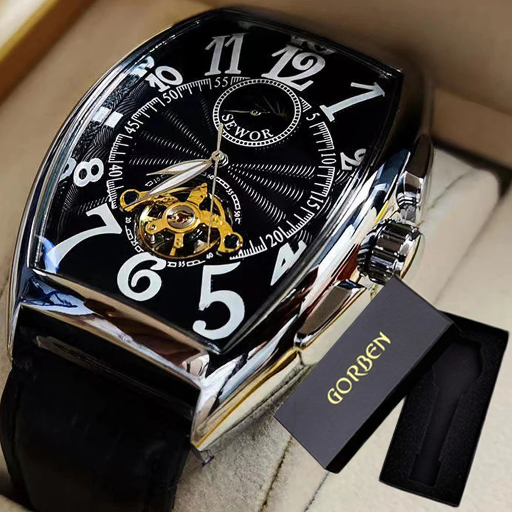 Luxury Mens Automatic Mechanical Watches Tourbillon Skeleton Wrist Clock Male Luminous