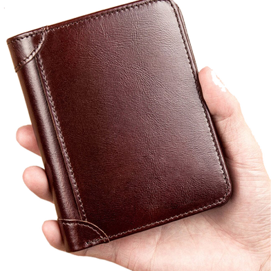 PU Leather Money Bag for Men with Card Holder - Chocolate Color
